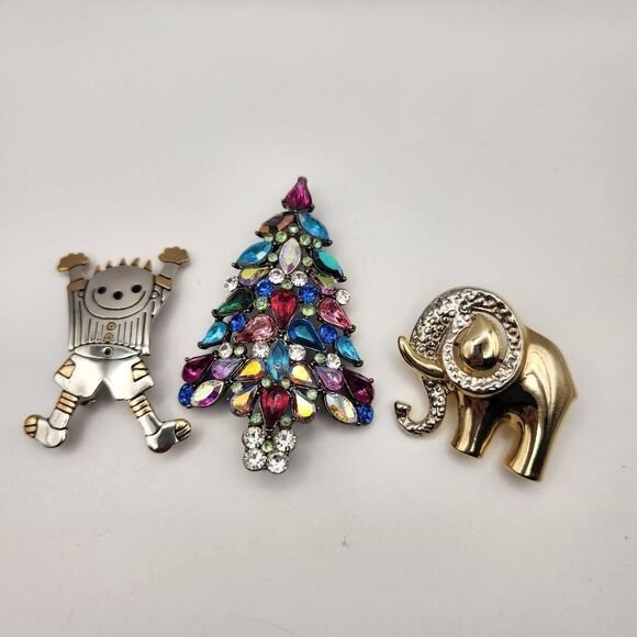 Colorful Brooch Set. Lot Of 3. Two Unbranded, One Avon 2006 Fashion Jewlery - Picture 1 of 8